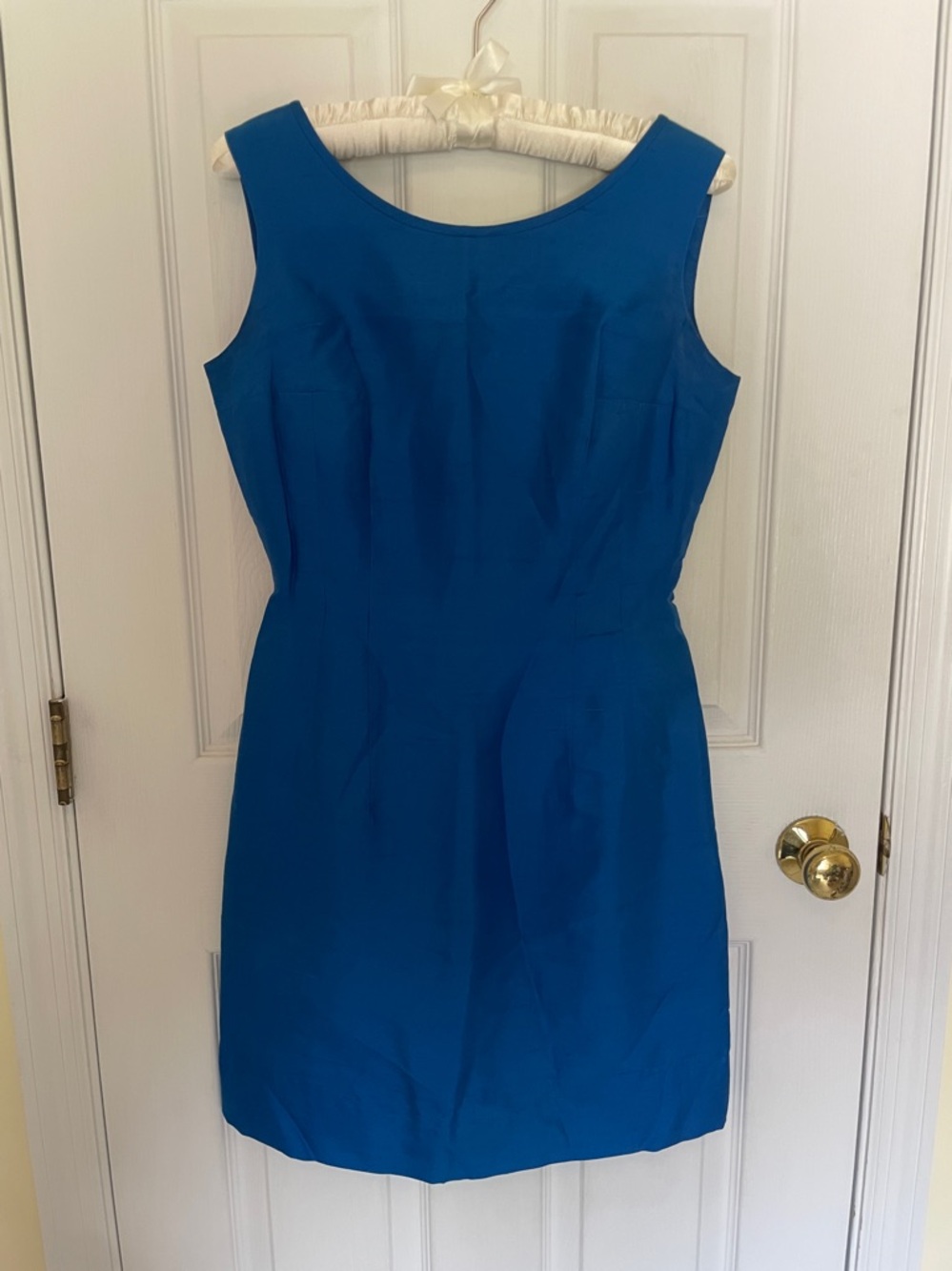 Vintage EDITH FLAGG 1960s Bright Blue Silk Dupioni Shift Dress.